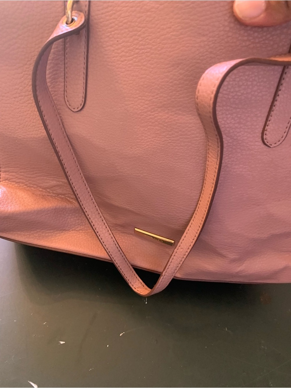 Anne Klein Blush Pink Leather Tote with Gold Bar